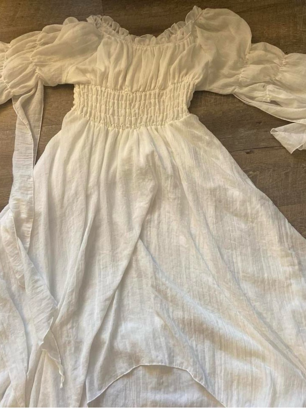 White Smocked Waist Women's Dress